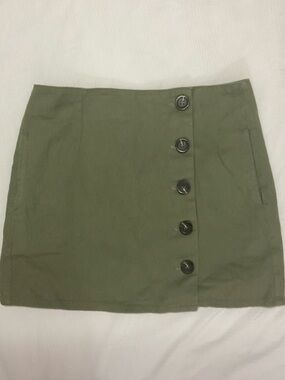 Chloe & Katie Olive Green Button Front Mini Skirt